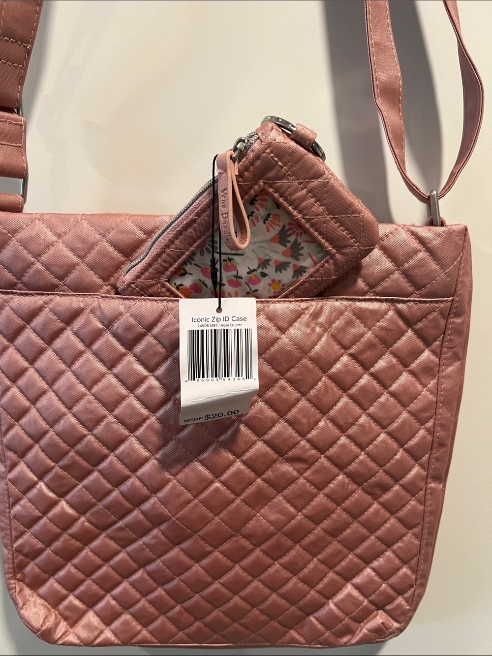 Vera Bradley Ionic Triple Zip Hipster & Zip ID Case in Rose Quartz NWT